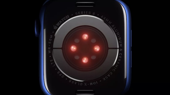 苹果手表6上的血氧传感器图像