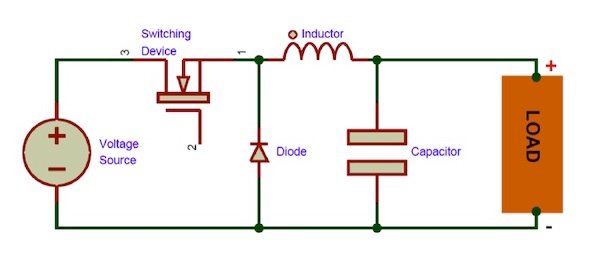 SMPS形式的降压转换器的一个例子。