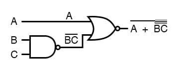 表达式（A +（BC）'）'使用Demorgan的定理减少。