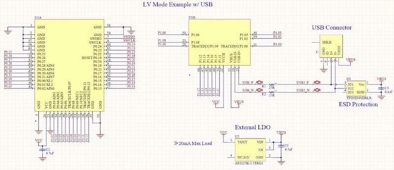 带USB和外部稳压器的LV模式示例。