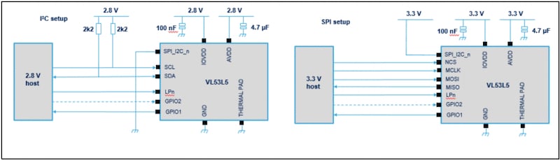 使用VL53L5的电气原理示例