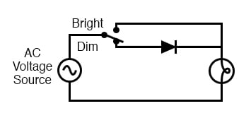 半波整流器应用：两个级灯调光器